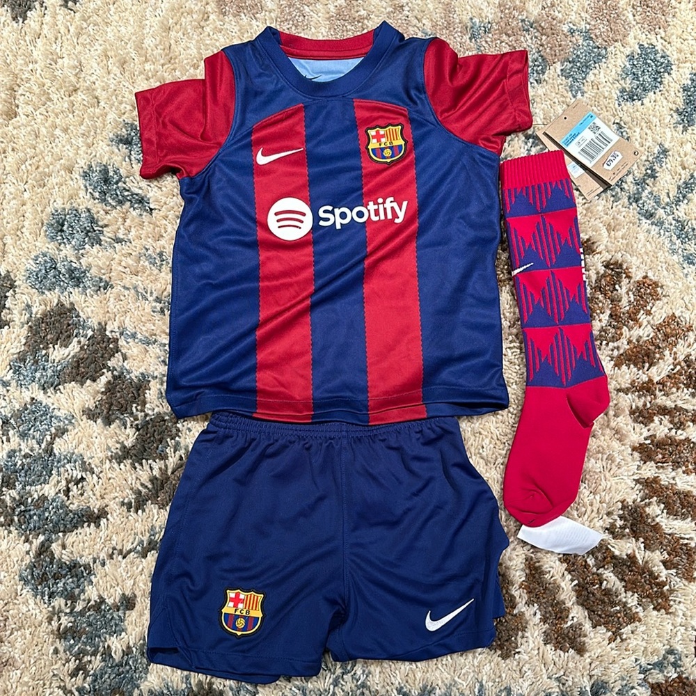 FCB medium youth (6)  jersey,shorts and sock brand new with tags
